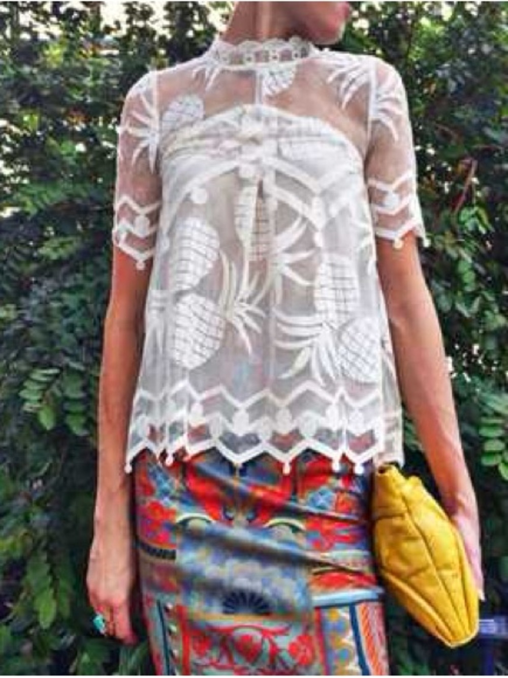 Anthropologie x HD in Paris White Embroidered Lace Sheer Blouse | Size Small
